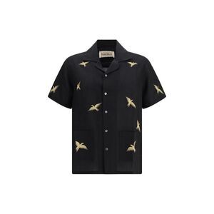 Baziszt Black Cotton Pattern Men's Shirt
